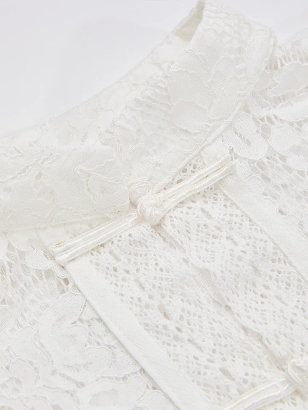 Commense Frog Closure Lace Mandarin Collar Blouse - Picture 5 of 16